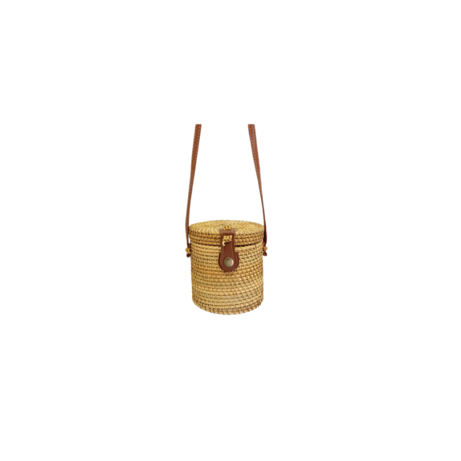 Blackcherry Straw Bucket Cross Body Bag – Brown