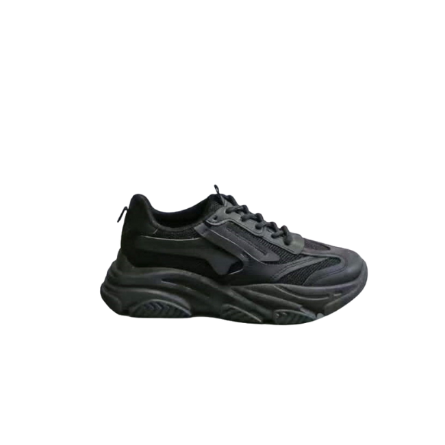 Ladies Chunky Fashion Lace Up Sneaker Black