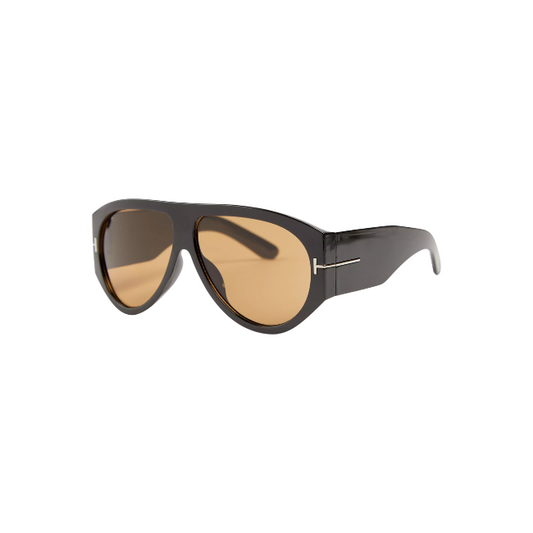 Black Shield Brown Tint Sunglasses